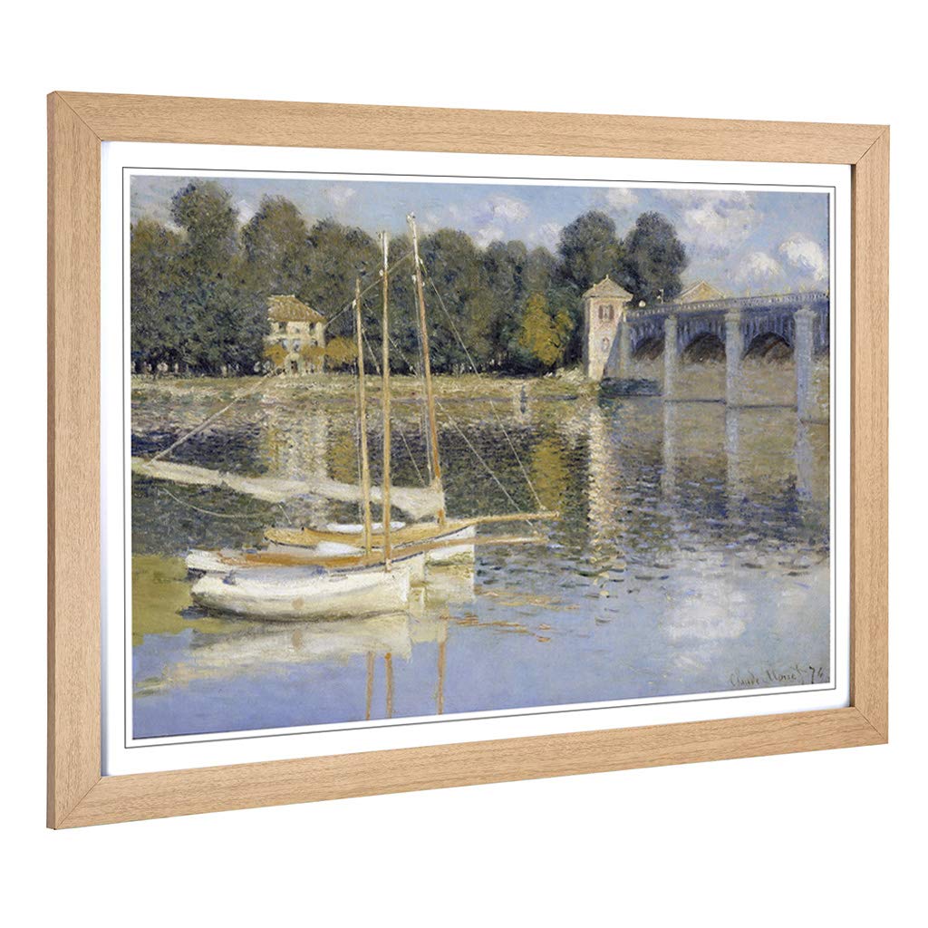 Big Box Art Framed Print of Claude Monet The Argenteuil Bridge Design | Wall Art Picture | Home Decor for Kitchen, Living Room, Bedroom, Hallway, Oak, A2 / 24.5x18 Inch / 62x45cm
