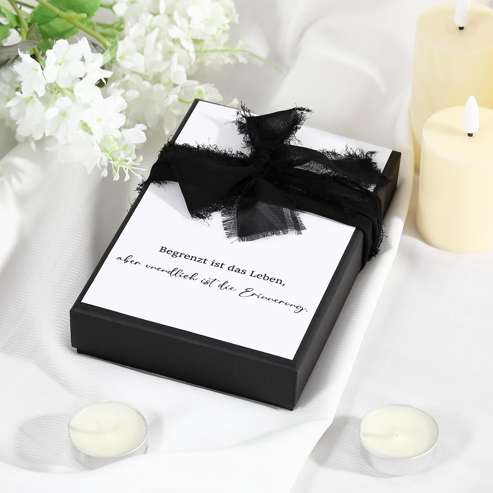 Spille per bomboniere funerarie, spille commemorative per celebrazione della vita, spilla a forma di giglio, spille per poesie funerarie, sacchetti di organza, regali commemorativi per i propri cari