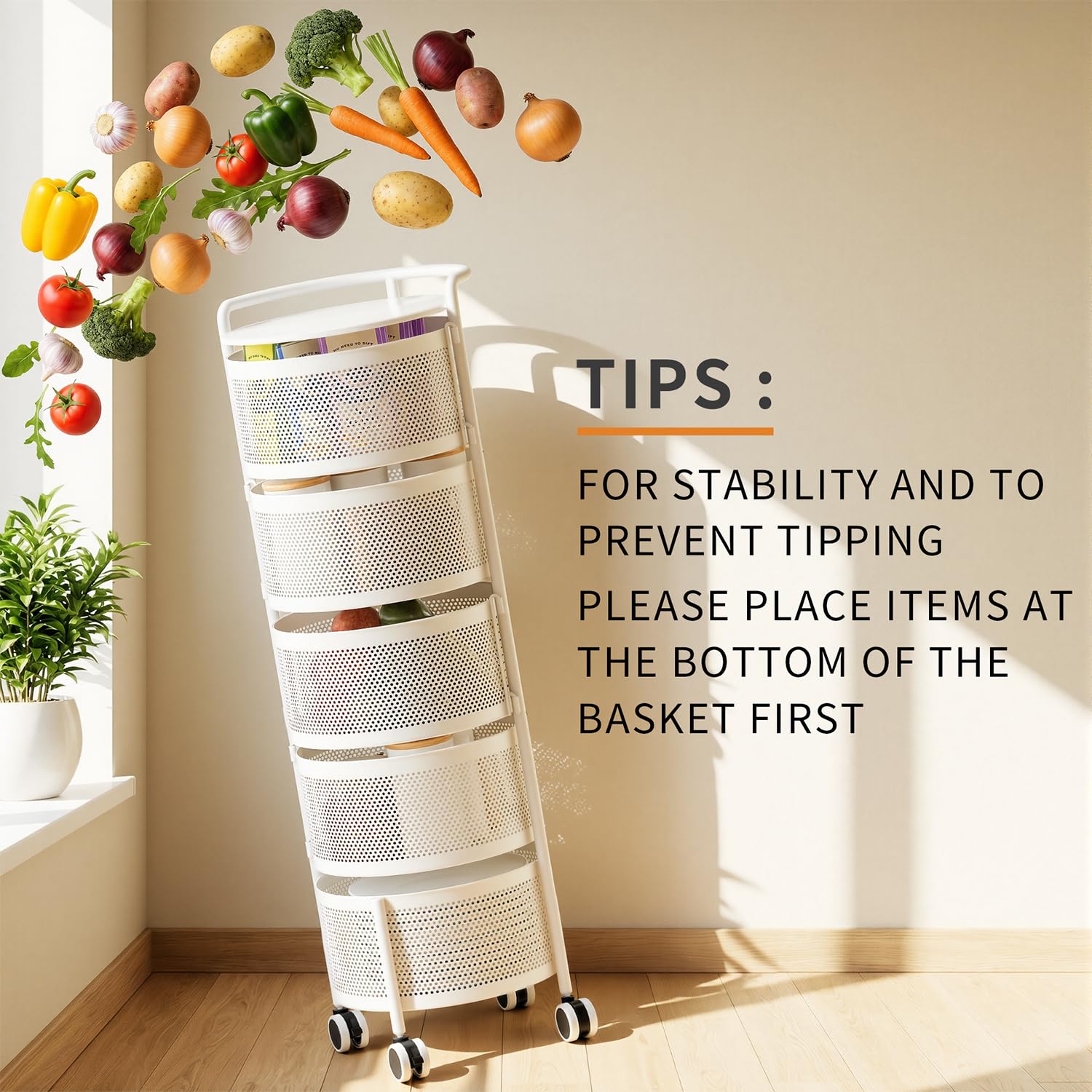 Amazon.com: JAQ No Assembly 5-Tier Kitchen Storage Cart with