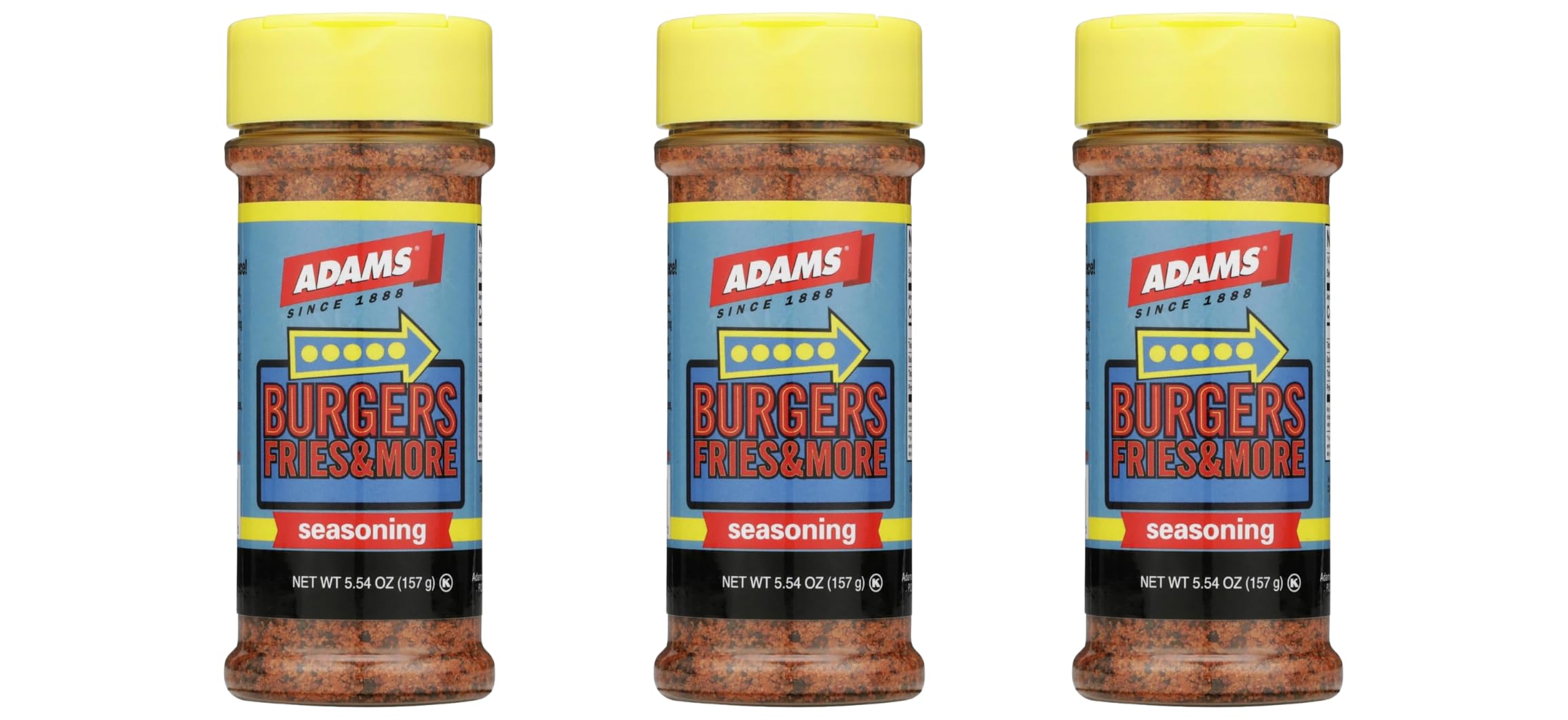 Adam's Seasonings 3.5-6oz Container (Pack of 3) Choose Flavor Below (Burgers Fries & More 5.54oz)
