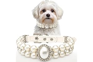 Small Dog Cat Big Pearl Collars with Crystal Rhinestone Diamond Decor