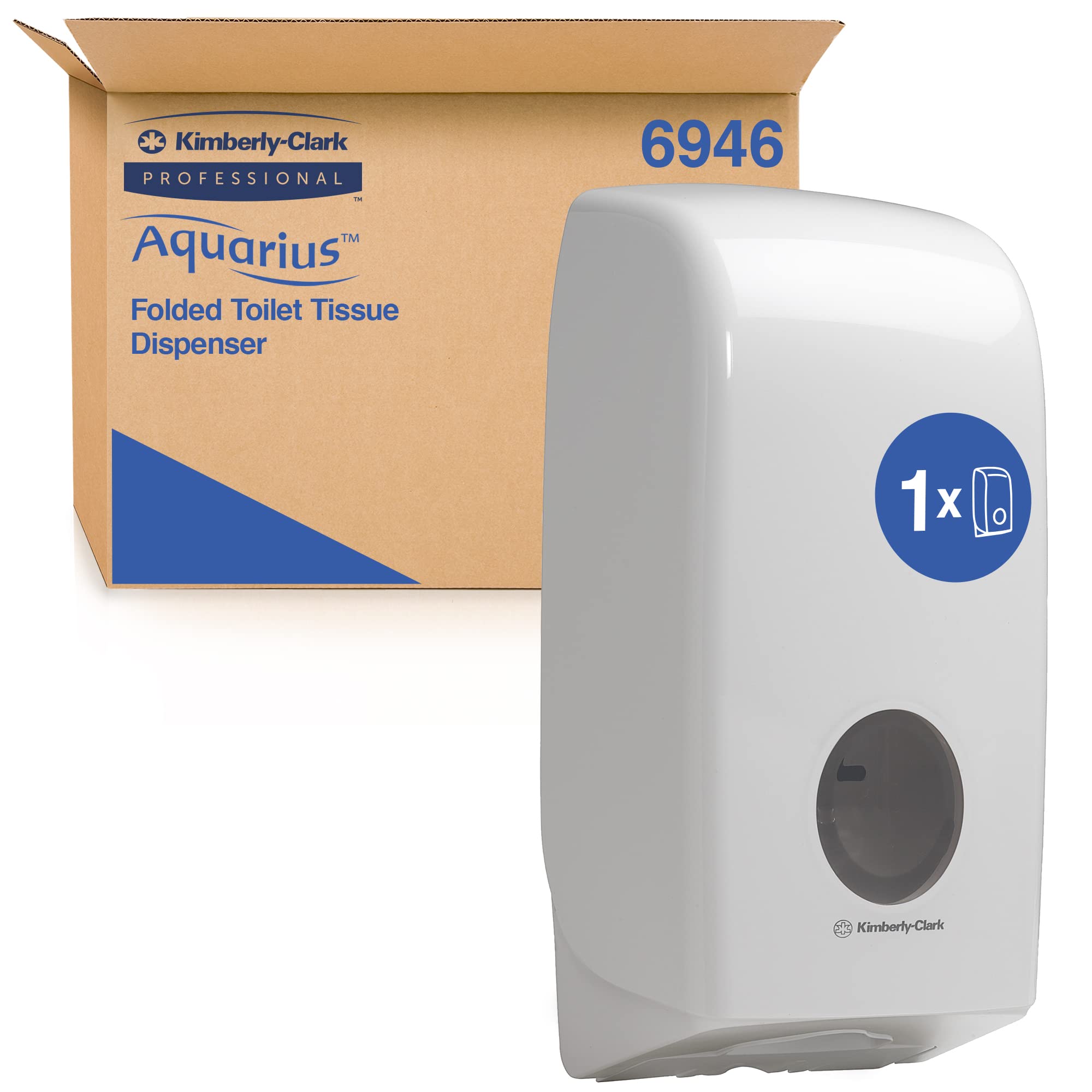 Dispensador de papel higiénico plegado Aquarius 6946 - 1 dispensador de papel higiénico blanco de una hoja