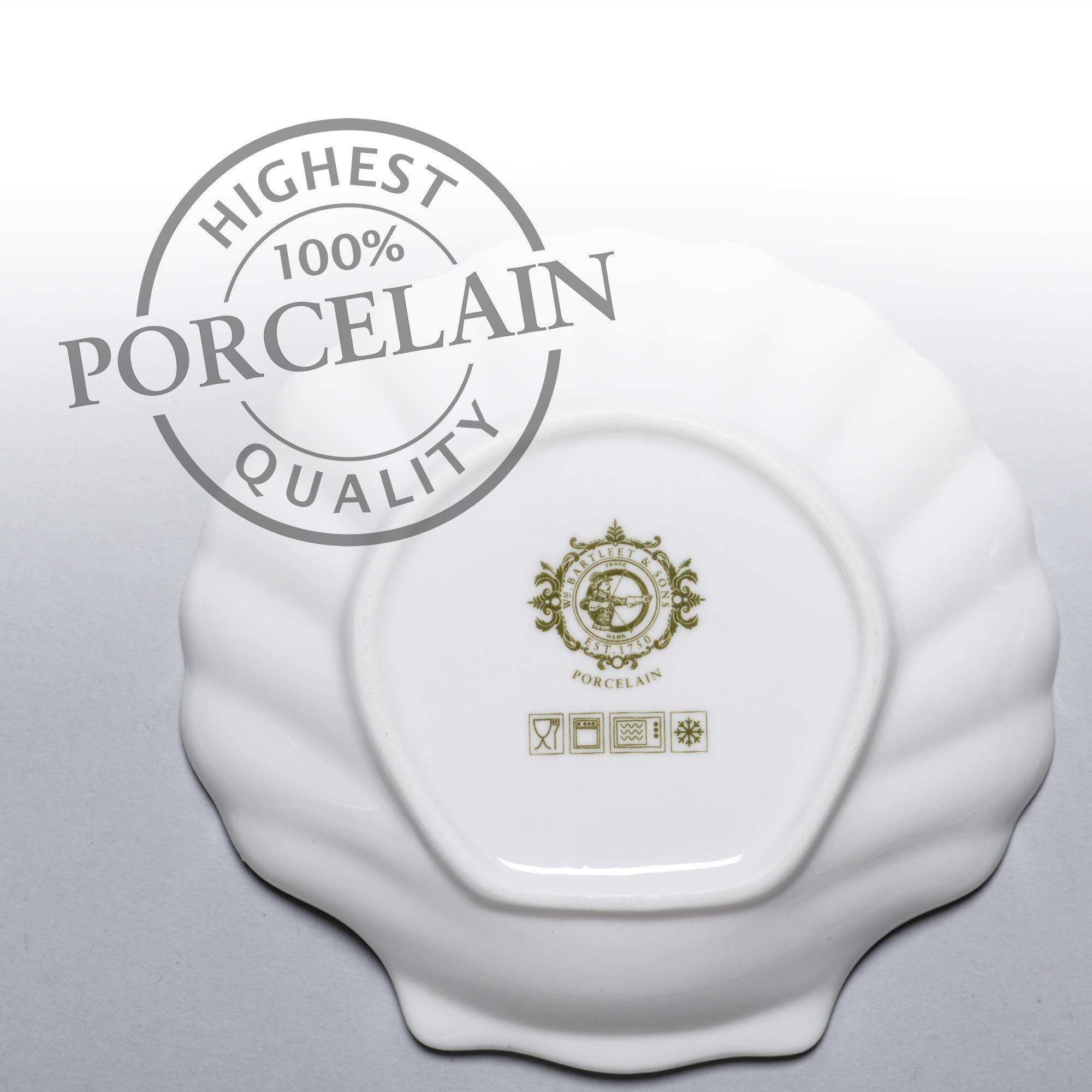 WM Bartleet & Sons 1750 TSET108 - Juego de 4 platos de porcelana tradicional (13 cm), color blanco