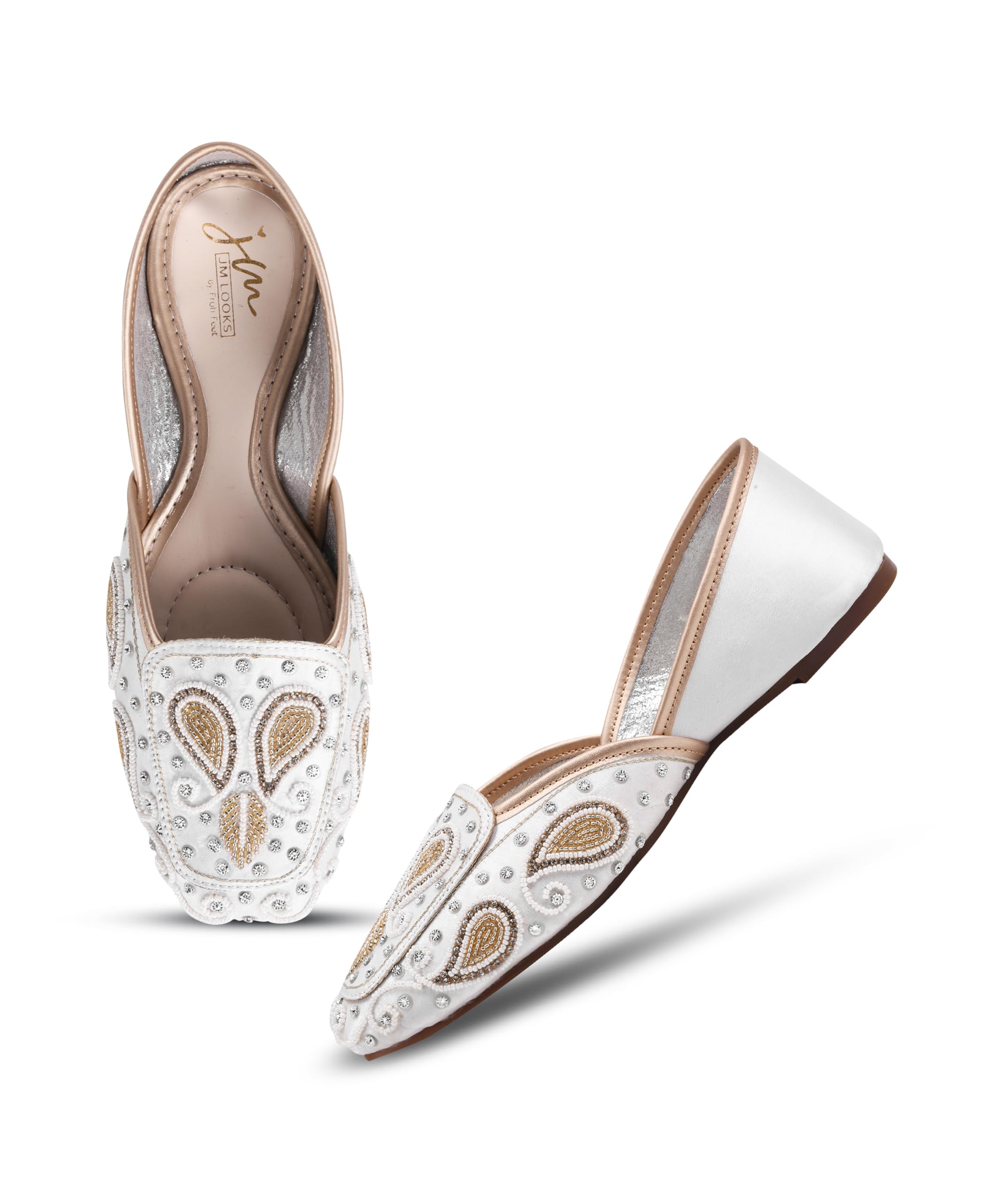 jm looks Women's Ethnic Paisley Patterned Juttis with Intricate Beadwork and Soft Cushioned Sole for Elegant Traditional Styling-picture-14