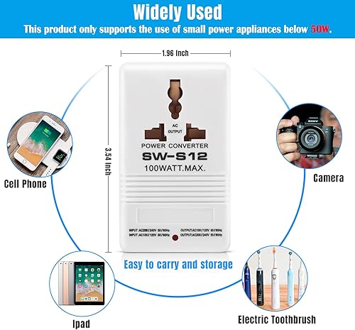 Miniatura 4 de Lineba Transformador de vatios de 110 V a 220 V para viajes 100 W