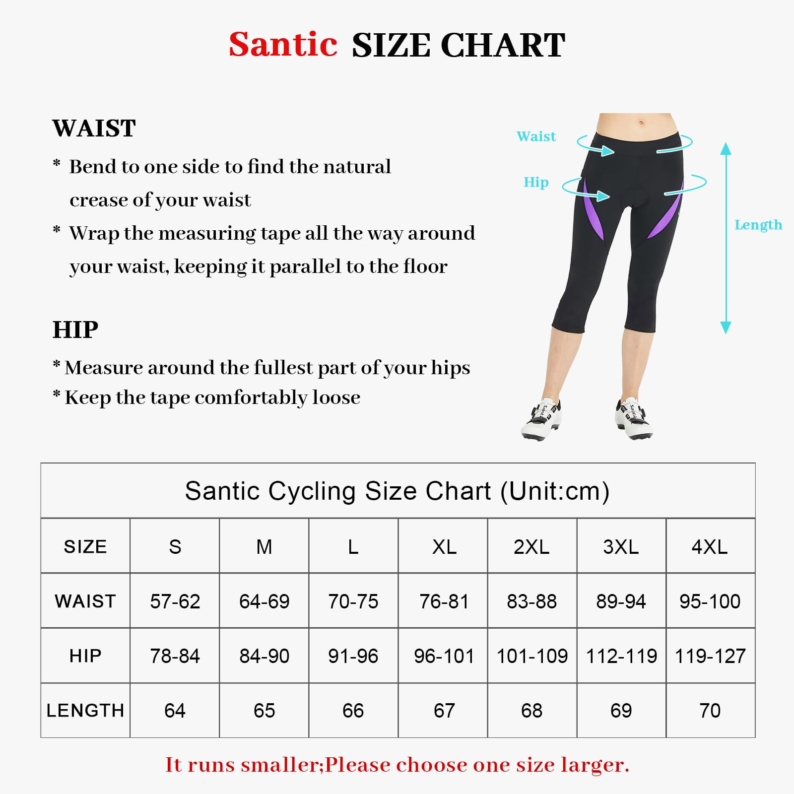 Santic Pantaloni Ciclismo Donna 3/4 Imbottiti con Inserti Morbidi Confortevoli Traspiranti e Antiscivolo per Bicicletta Mountain Bike