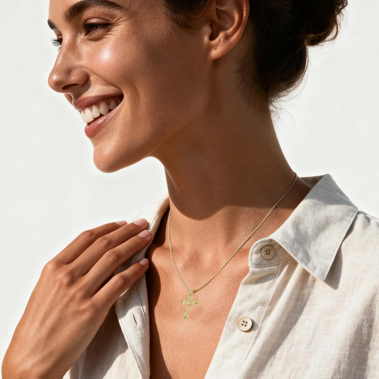 Cross Necklace for Women - Sterling Silver 5A Zirconia Cross Pendant Religious Jewelry Gifts for Women on Birthday Anniversary Christmas for Wife Girlfriend Her - Image 4