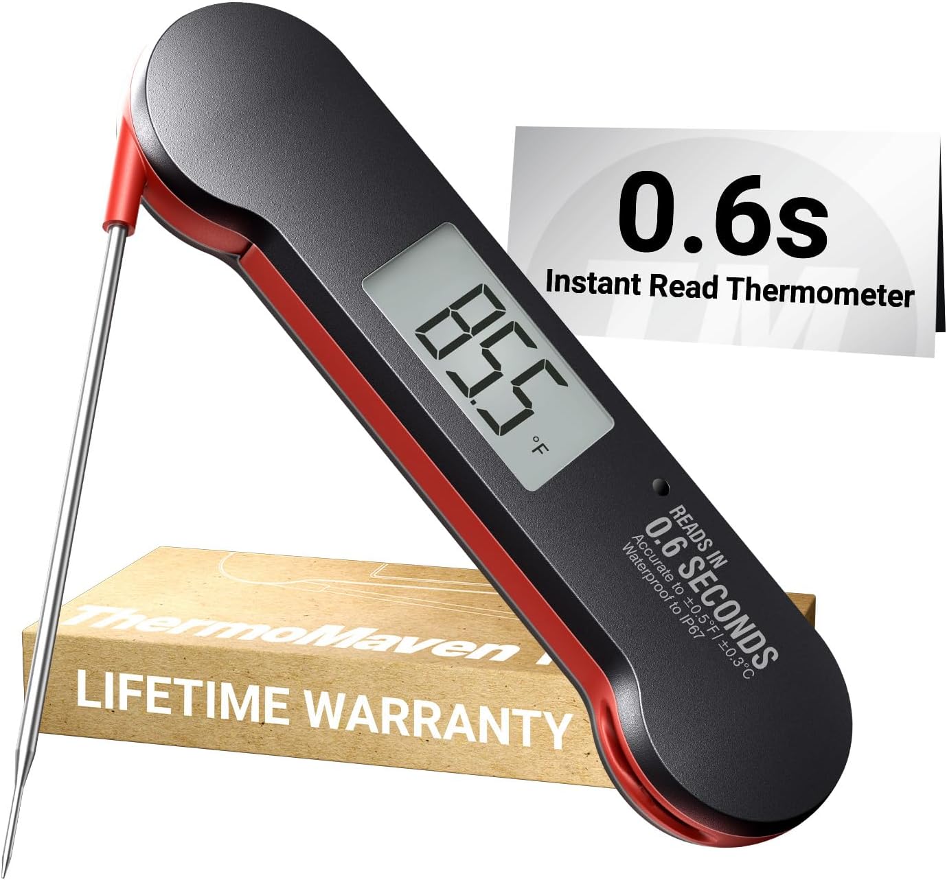 ThermoMaven Meat Thermometer Digital for Grill – 0.6 Seconds Instant Read with High Accuracy, IP67 Waterproof Food Thermometer with Backlit for Kitchen, Cooking, BBQ, Smoker, NSF Certified