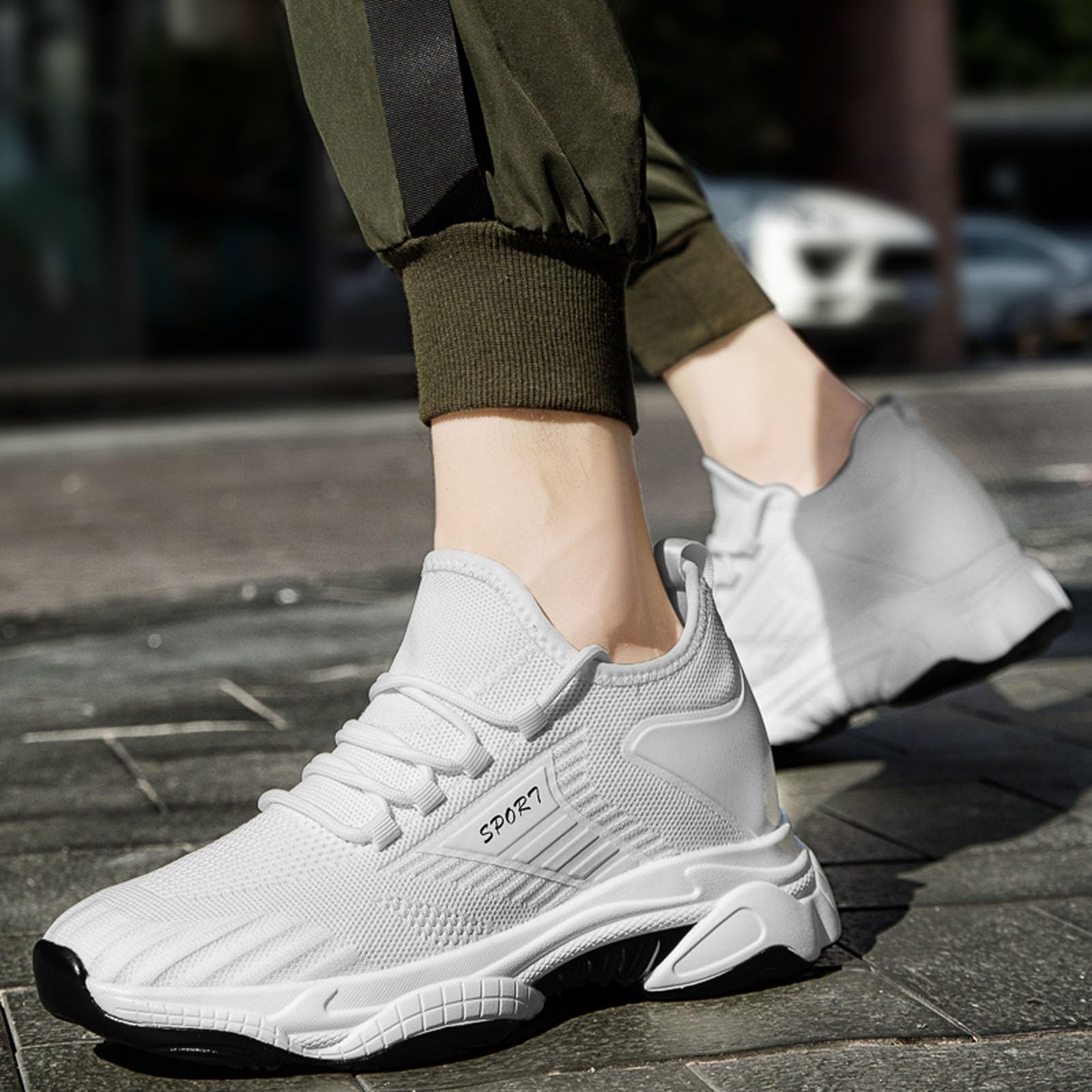 Zapatillas de correr para hombre, 6 cm, altura regulable, botas de senderismo modernas con caña alta, zapatillas de deporte al aire libre, zapatos de verano, trekking
