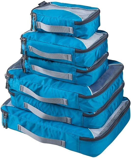 G4Free 3pcs/4pcs/6pcs/7pcs/9pcs Packing Cubes Suitcase Organiser Packing Bags Luggage Organiser Value Set for Travel Home Storage ((1S+2M+2L+1XL)-6PC, Blue)