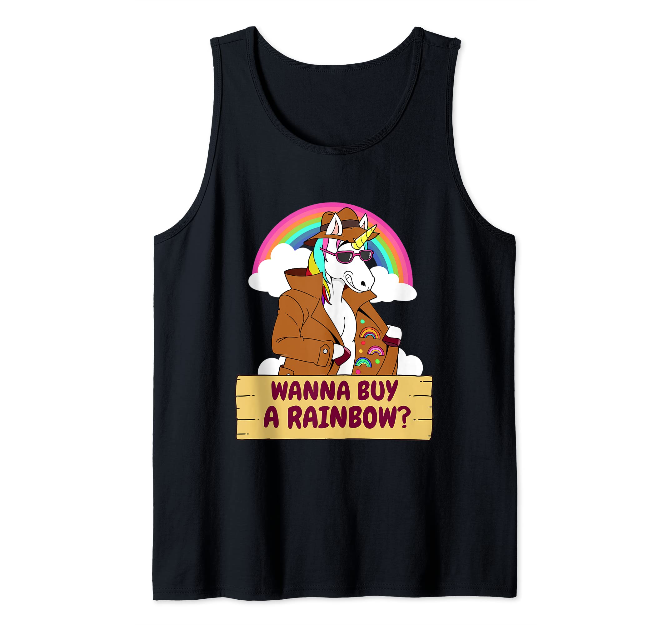 Wanna Buy A Rainbow Funny Unicorn Dealer Magic Trader Tank Top
