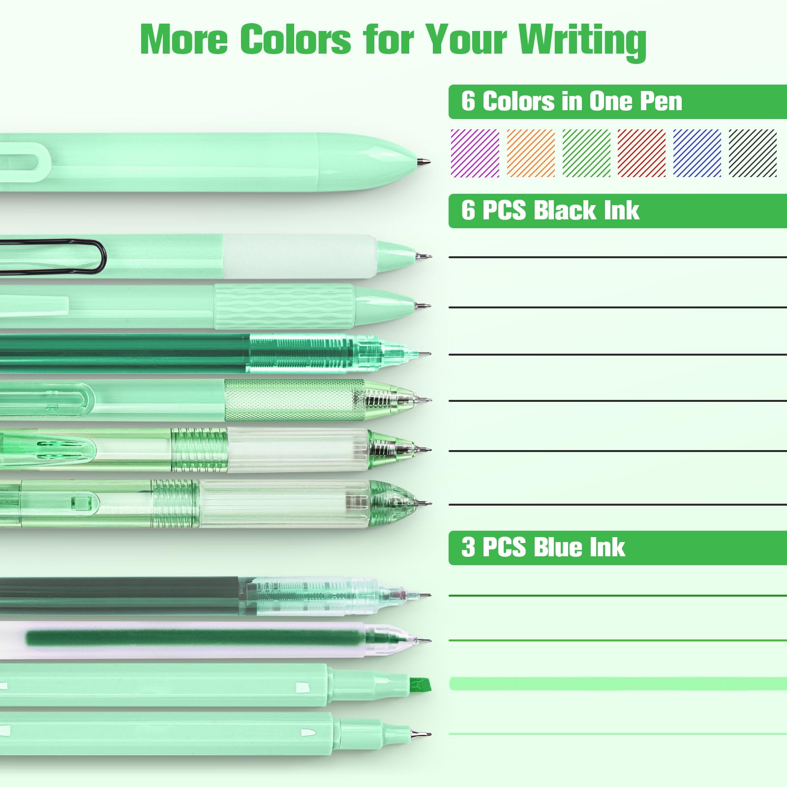 Amazon.com: Gel Pens, 10 Pcs Pastel Green for Journaling