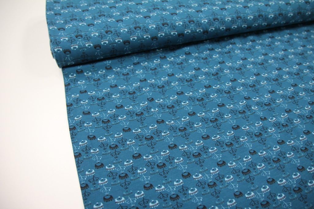 Children/High-Quality Jersey/Jersey Flower Black Mint Fabric/50CMX140 CM on petrol