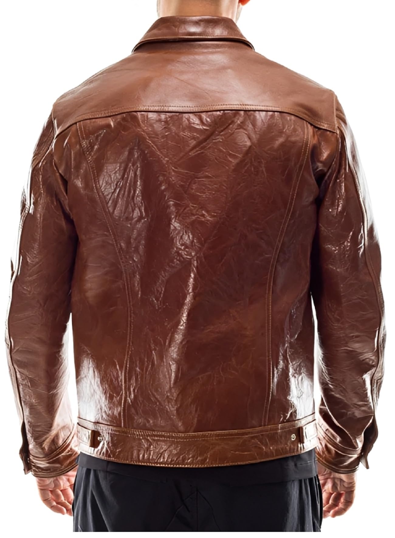 Chaqueta de cuero marrón estilo vintage para hombre, chaqueta resistente e informal para uso diario