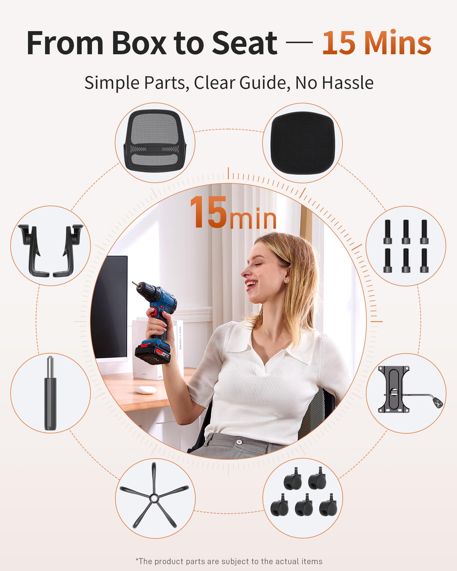 Ergonomic Mesh Office Chair with Flip-Up Arms Adjustable Height Breathable Mesh Back Thick Cushion Seat 360 Swivel Rolling — view 4