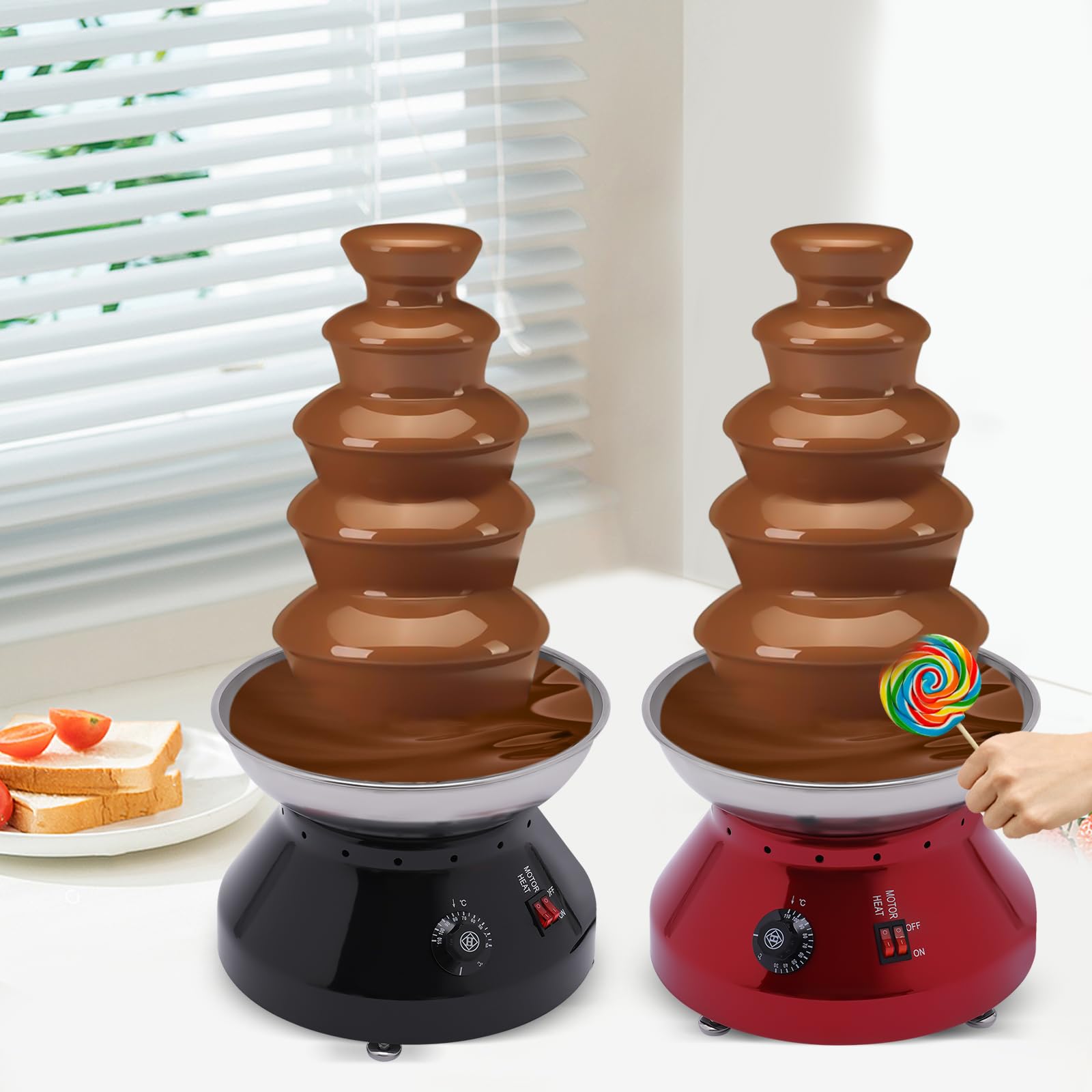 230 W 220 V riscaldamento fontana di cioccolato macchina 5 stadi fonduta commerciale in acciaio inox cioccolato fondente riscaldamento macchina per nacho formaggio liquori festa matrimonio (nero)