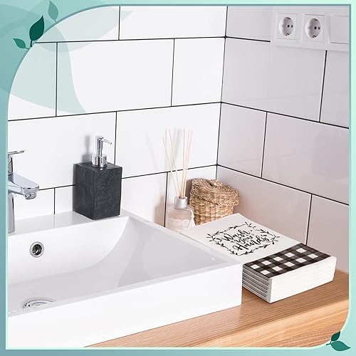 Miniatura 4 de 200 servilletas desechables para invitados, toallas de mano de papel para baño, toallas de papel en blanco y negro, decoración de casa de campo,