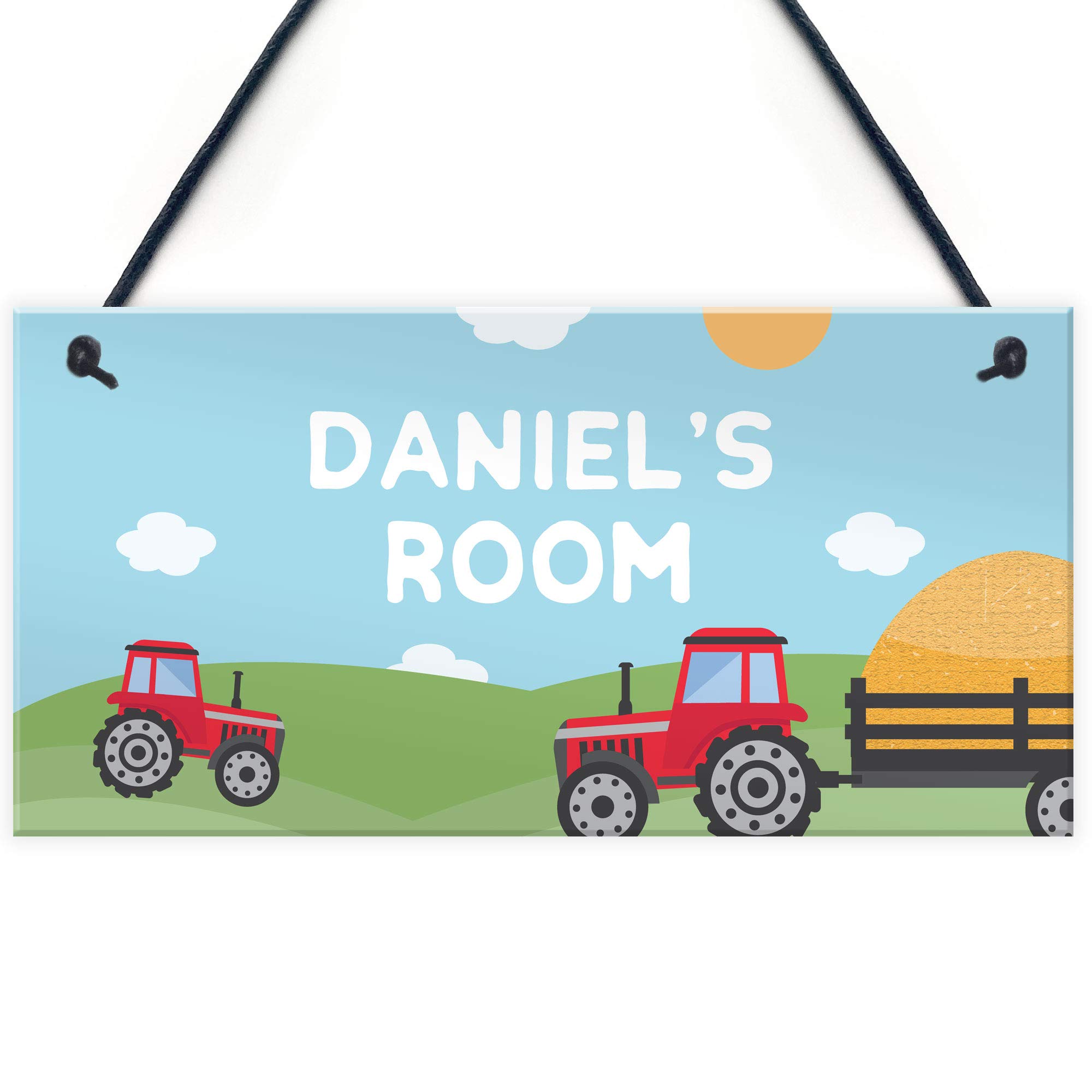 Red Ocean Name Plaque Door Nursery Bedroom Sign Farmer Gift Children Xmas Gift Personalised Hanging