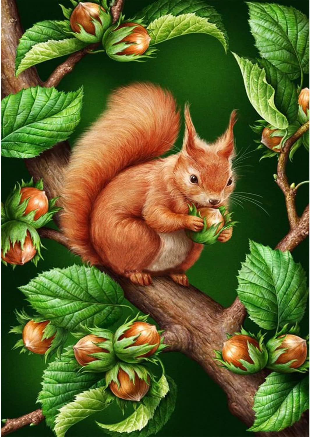 AIRDEA Squirrel Diamond Painting Kits for Adults Beginners, 5D DIY Animal Diamond Art Kits for Kids Round Full Drill Squirrel Diamond Painting Gem Art Painting for Home Wall Decor 11.8x15.7 inch