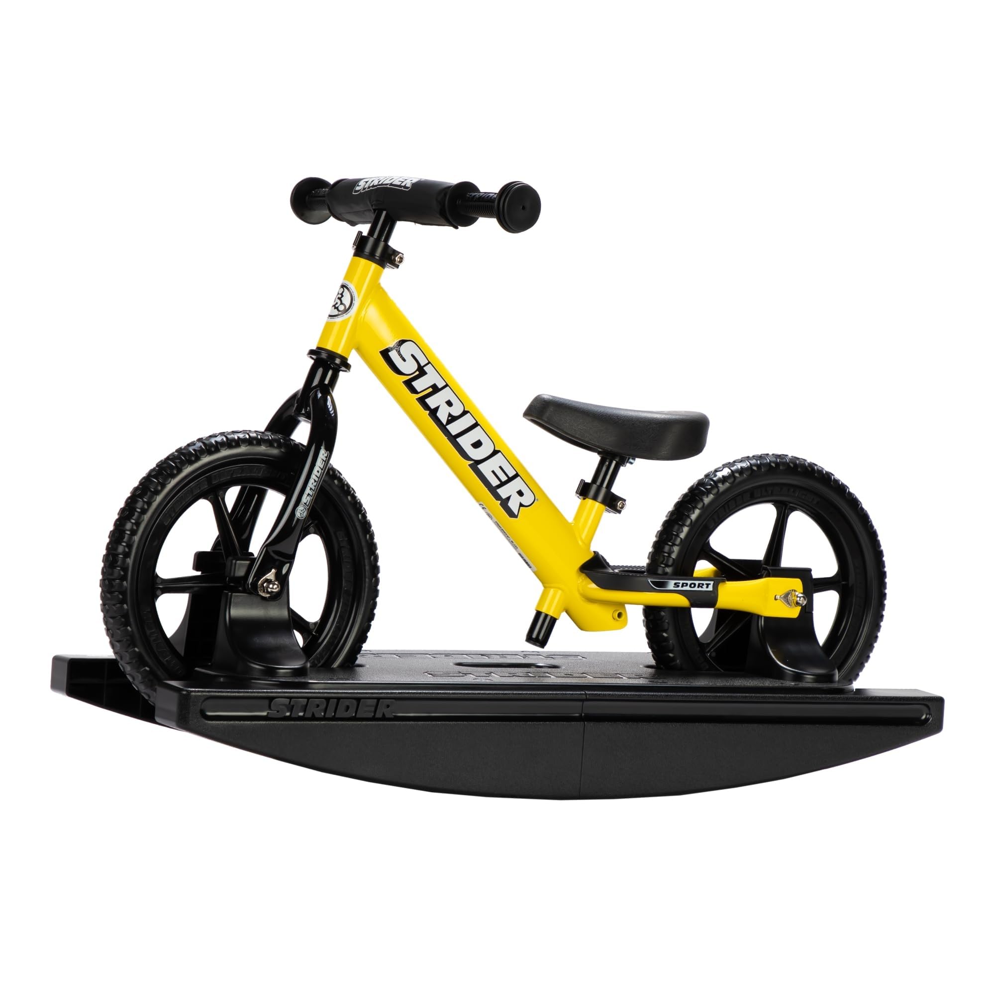 – Strider 12” Sport Bike + Rocking Base - Helps Teach Baby How to Ride a Balance Bicycle - for Kids 6 Months to 5 Years - Easy Assembly & Adjustments