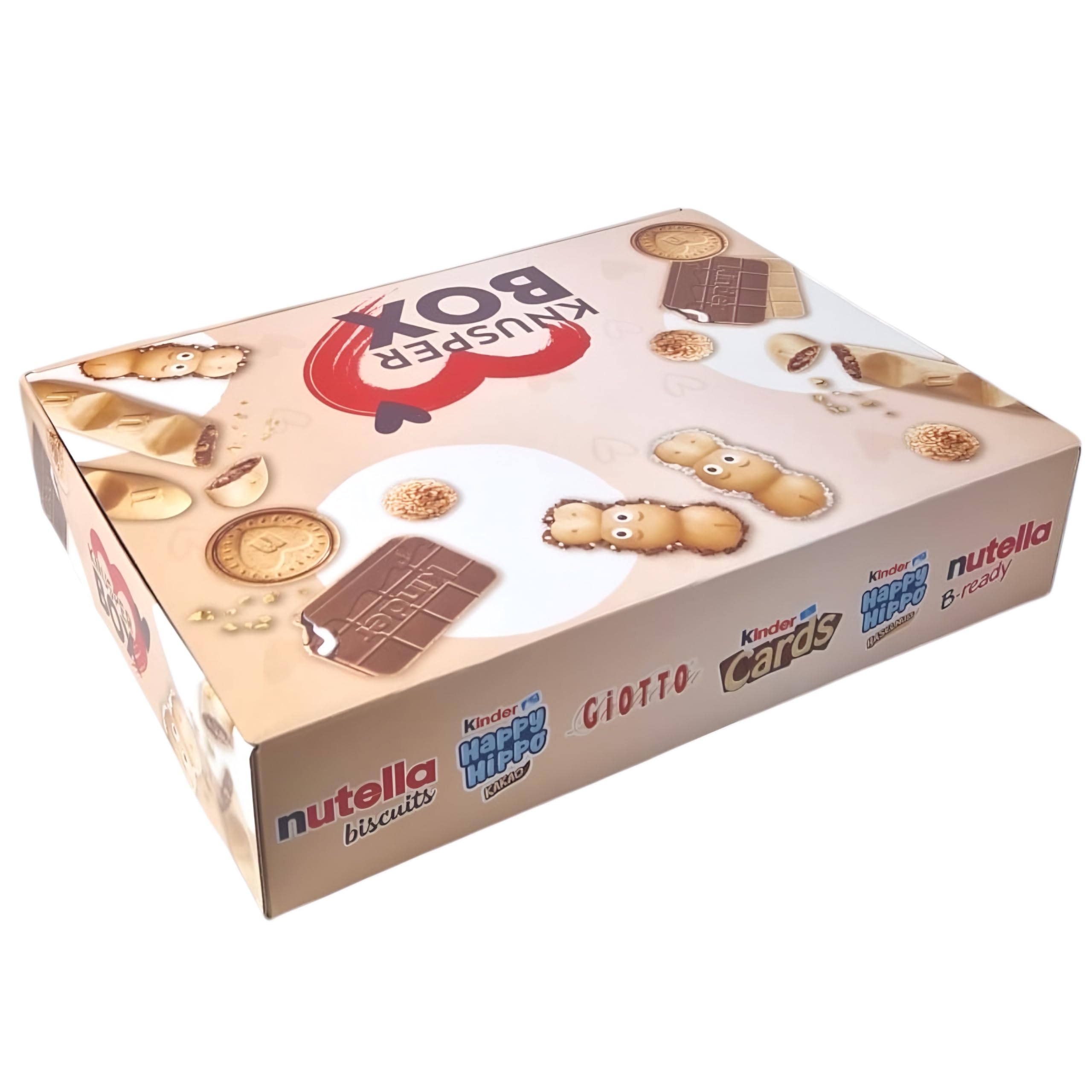 Ferrero Knusper Box mit 74 Teilen in 6 Sorten, mit Kinder Cards, Nutella Biscuits, Kinder Happy Hippo, Nutella B-Ready und Giotto, 1er Pack (1 x 1,8kg)