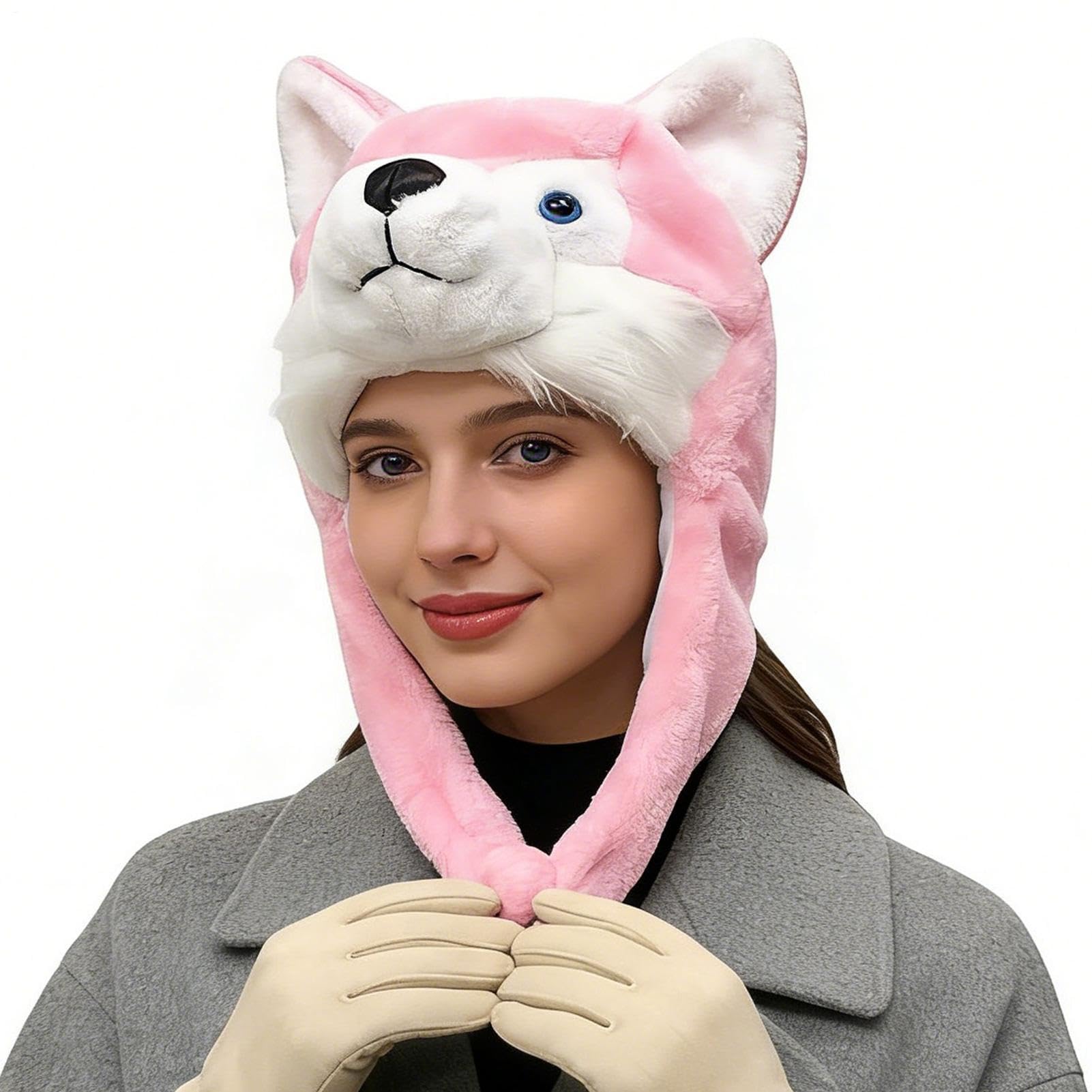 Cappelli a forma di animale per adulti, caldi, carini, morbidi