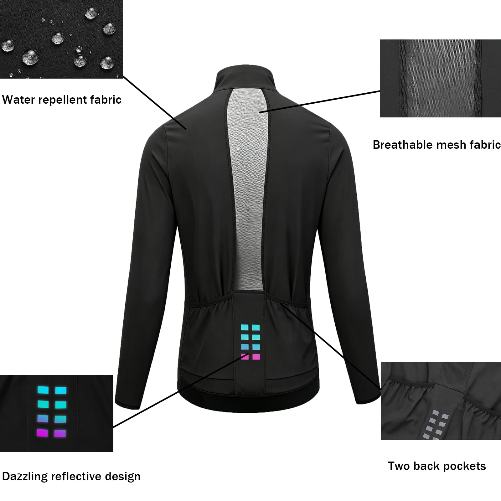 Męska Kurtka Rowerowa Wiatroodporna Wodoodporna Lekka na Wiosnę i Lato, Elastyczna Kurtka Sportowa Slim Fit do Jazdy Szosowej, MTB i Codziennego Użytku