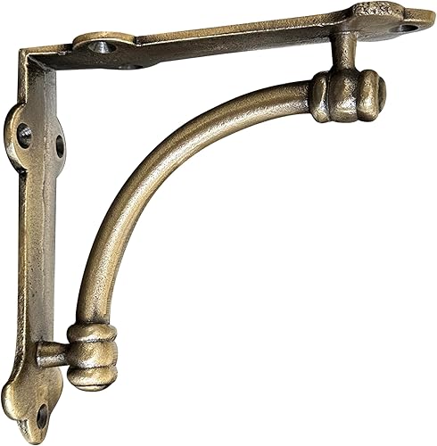 Miniatura 8 de NACH Soportes decorativos para estantes, paquete de 4 soportes dorados de 5.25 x 1.25 x 5.25 pulgadas, soportes de estante de hierro fundido para