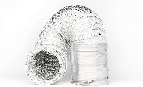 Miniatura 7 de Manguera de ventilación para secadora de conductos de aluminio flexible sin aislamiento de 4 pulgadas y 25 pies para ventilación HVAC con dos
