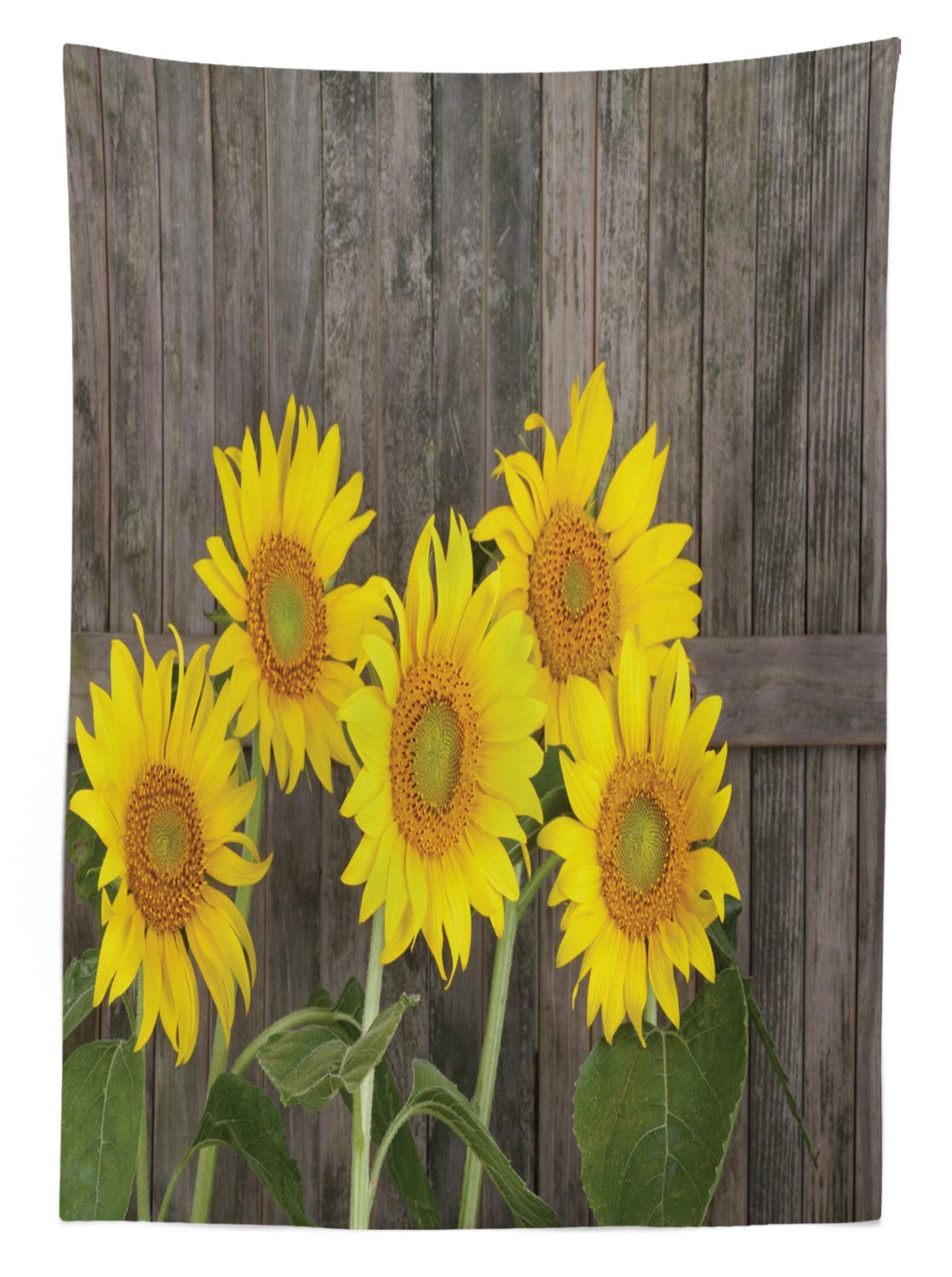 ABAKUHAUS Tovaglia Rettangolare Girasoli 140x200 Cm: Poliestere Setoso, Impermeabile E Antimacchia, Marrone Giallo Verde
