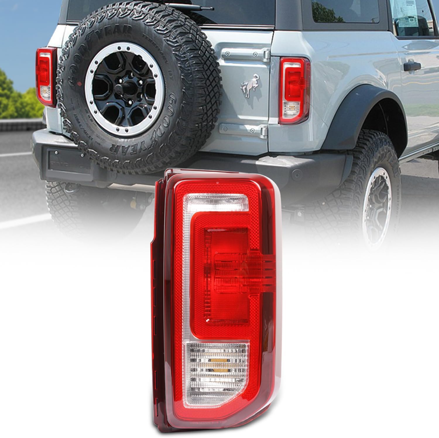 Archaic OE Style Tail Lights for Ford Bronco 2021-2024(Halogen Only), Rear Lamps for Bronco, LH Left Driver Side Taillights (No Bulbs)