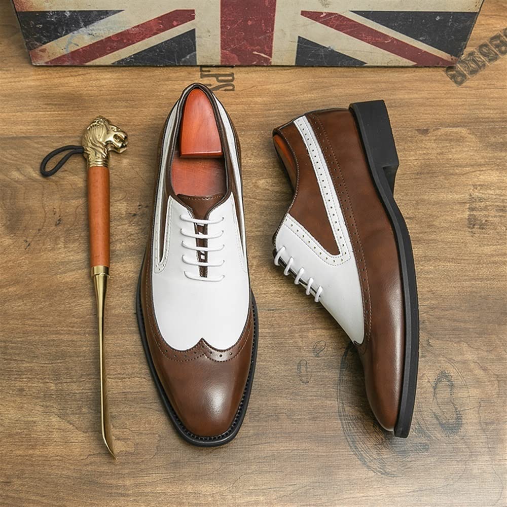 Chaussures Oxford sur mesure en cuir de veau blanc et marron