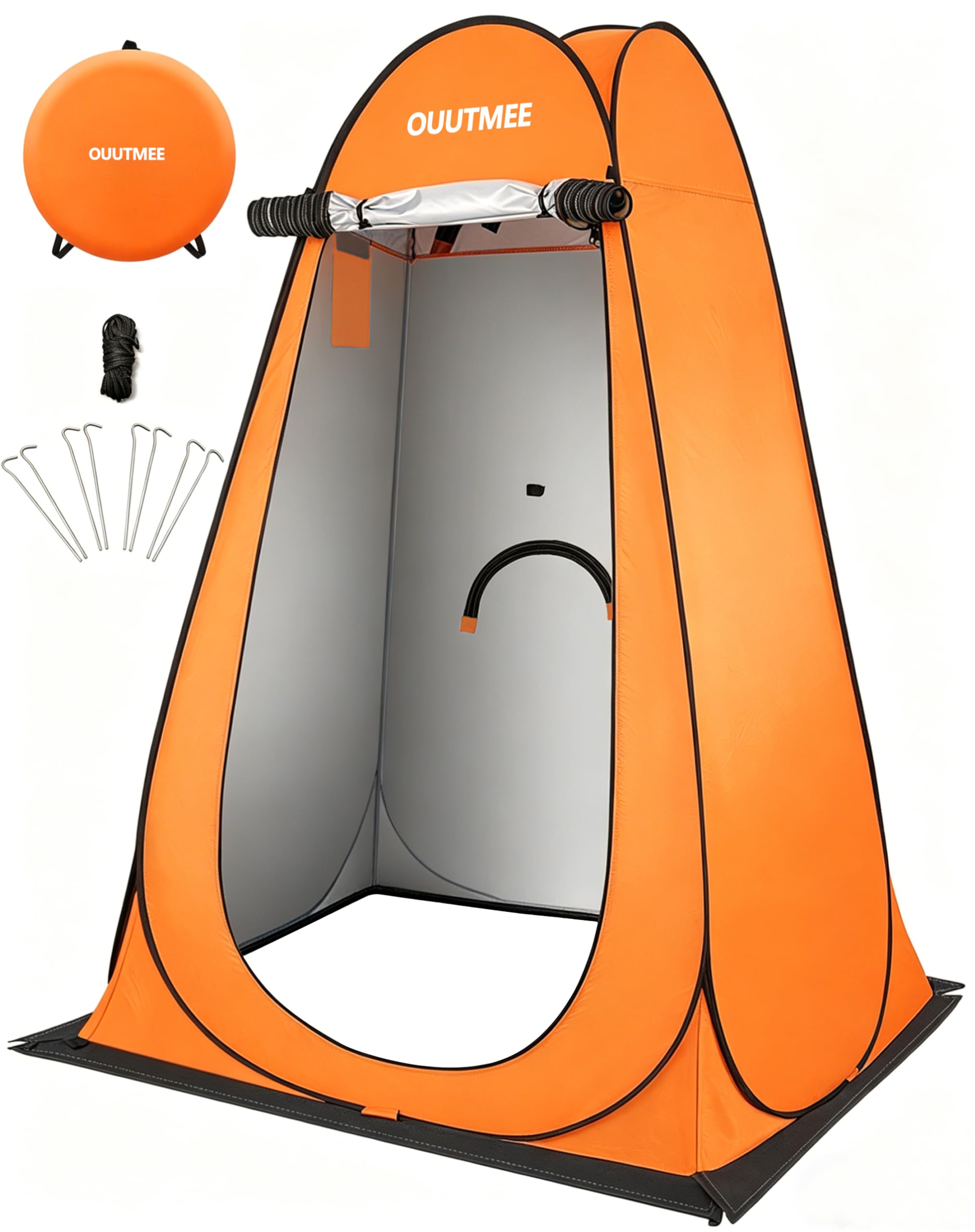OUUTMEE Pop Up Camping Shower Tent, Toilet Tents for Camping Privacy Outdoor Changing Room, UV/Rain Outdoor Privacy Shelter for Outdoor Hiking Beach Picnic Fishing(120x120x190cm-Orange)