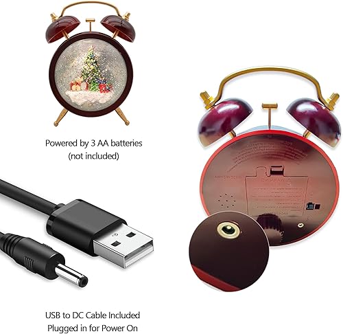 Miniatura 4 de Linterna de Navidad, globo de nieve de Navidad, linterna LED giratoria de agua, enchufe USB de 11.2 pulgadas y funciona con pilas (reloj de Navidad