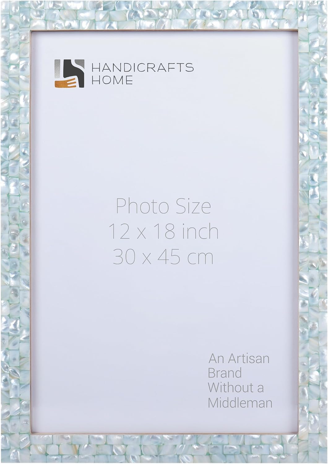 Handicrafts Home 12x18 Poster Frame- Green Mother of Pearl Wall Mount Decorative Picture Frame for Posters, Photos, Diplomas, Certificates, Art Work-Handmade Vintage Home Decor Gift MOP-GREEN 12X18X1.25 Inches