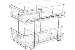 2-Tier Pull-Out Drawer Organizer for Cabinets, Kitchens, Bathrooms, and Under Sink