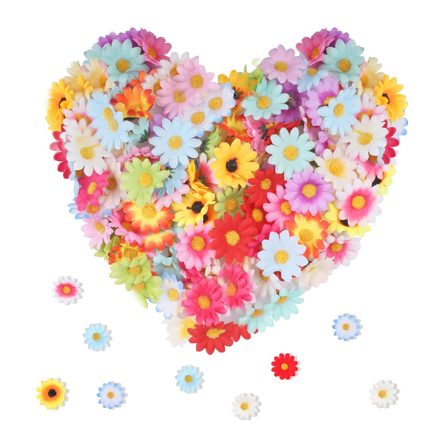 RNHDLY 100Pcs Artificial Flower Heads 4 cm Daisy Flower Heads Artificial Flowers Silk Flowers Decorative Flowers Artificial Flowers Heads Decoration for DIY Party Home Decoration