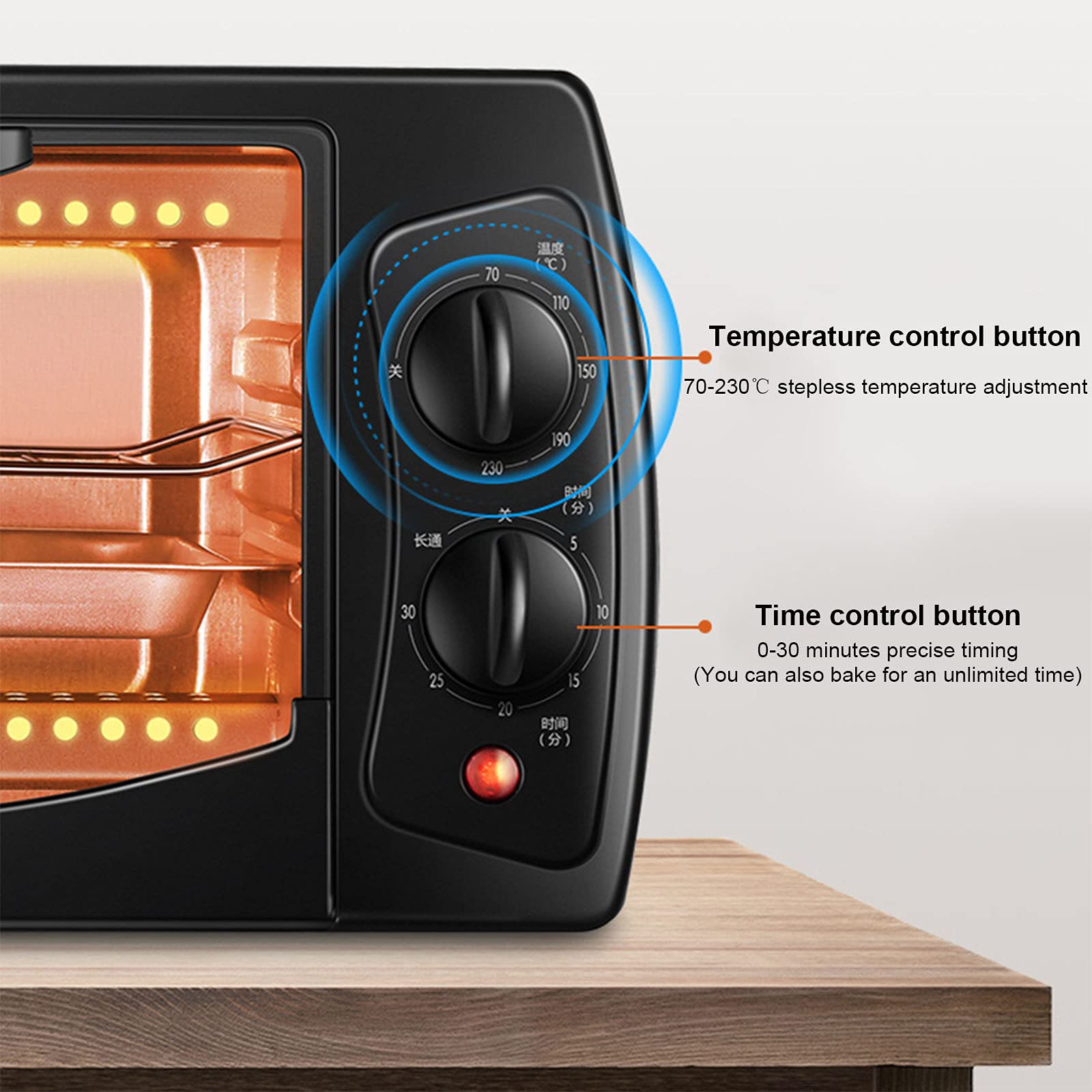 Temperatura ajustable de 70 a 230 °C, temporizador 60 minutos(Black)