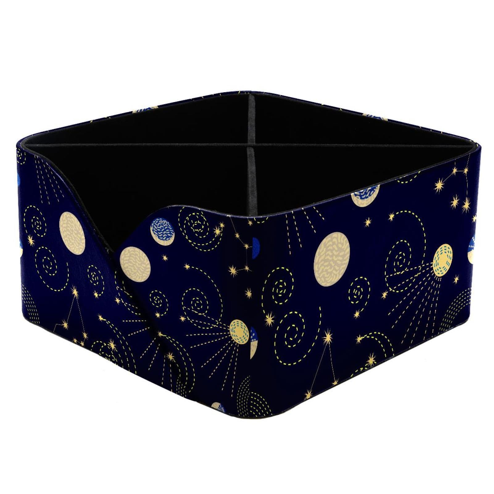 KengjuTesu Abstract Geometric Zodiac Sky Constellations Moon Sputniks Desktop Organizer Pen Holder, Rectangular Pencil Cup for Office, Study and Makeup Stations