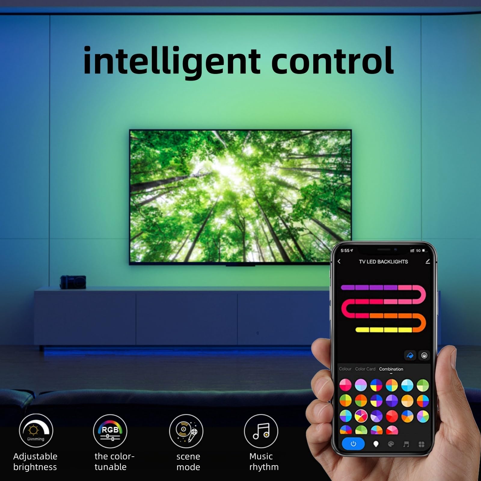 TV retroiluminacion Sincronizada con Pantalla Juego TV con Pantalla Luces Fantasma Sonido y luz Ambiente sincronizado Luces de captacion Tira led Tira de Luces para TV Fondo Luces de Marcha
