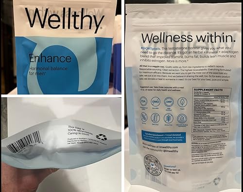 Miniatura 7 de Wellthy Mejora el suplemento de testosterona y bloqueador de estrógeno para hombres (90 píldoras)
