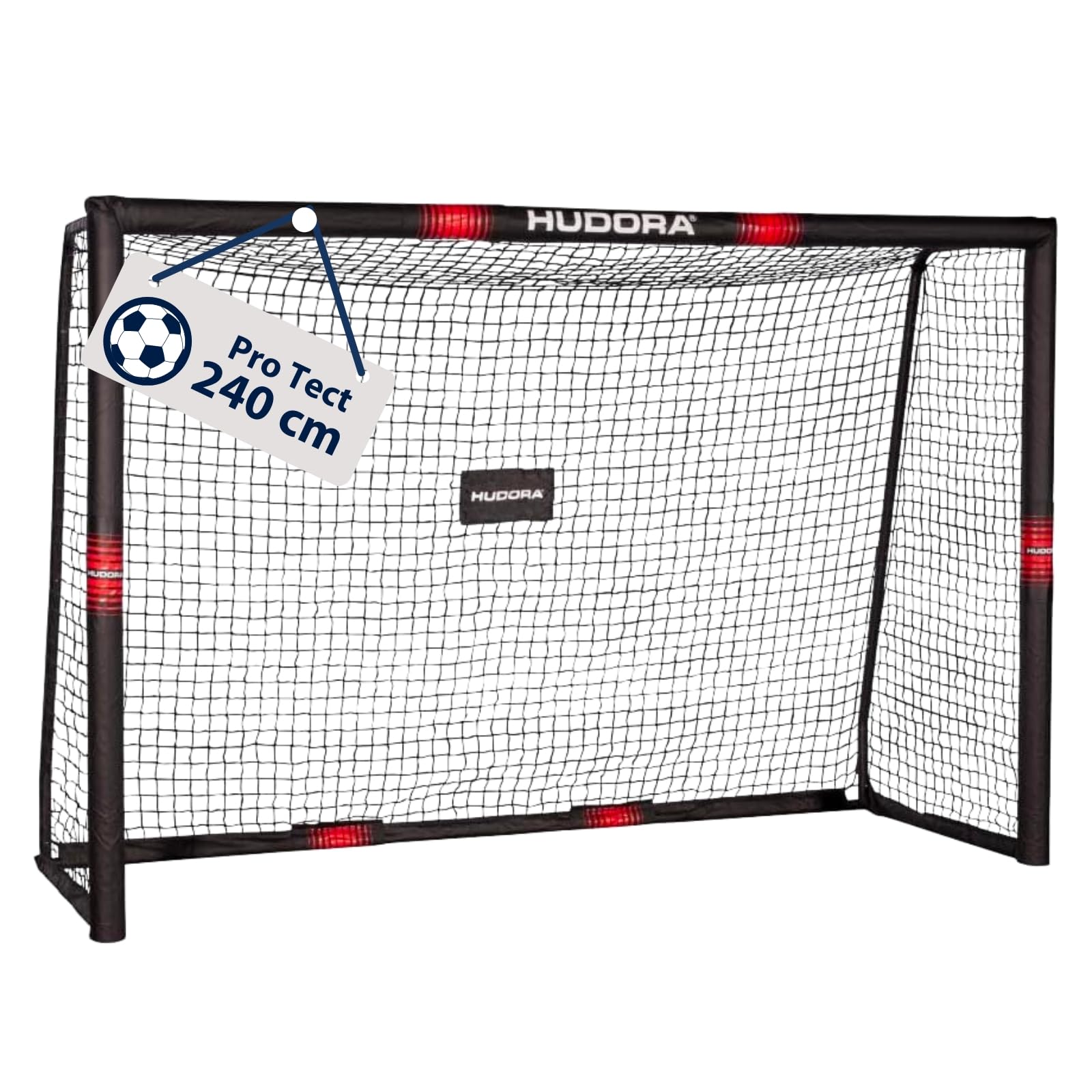 HUDORA But de Football Pro Tect - Grand But de Football pour Enfants et Adultes - Port de Foot enveloppé de Mousse avec Filet
