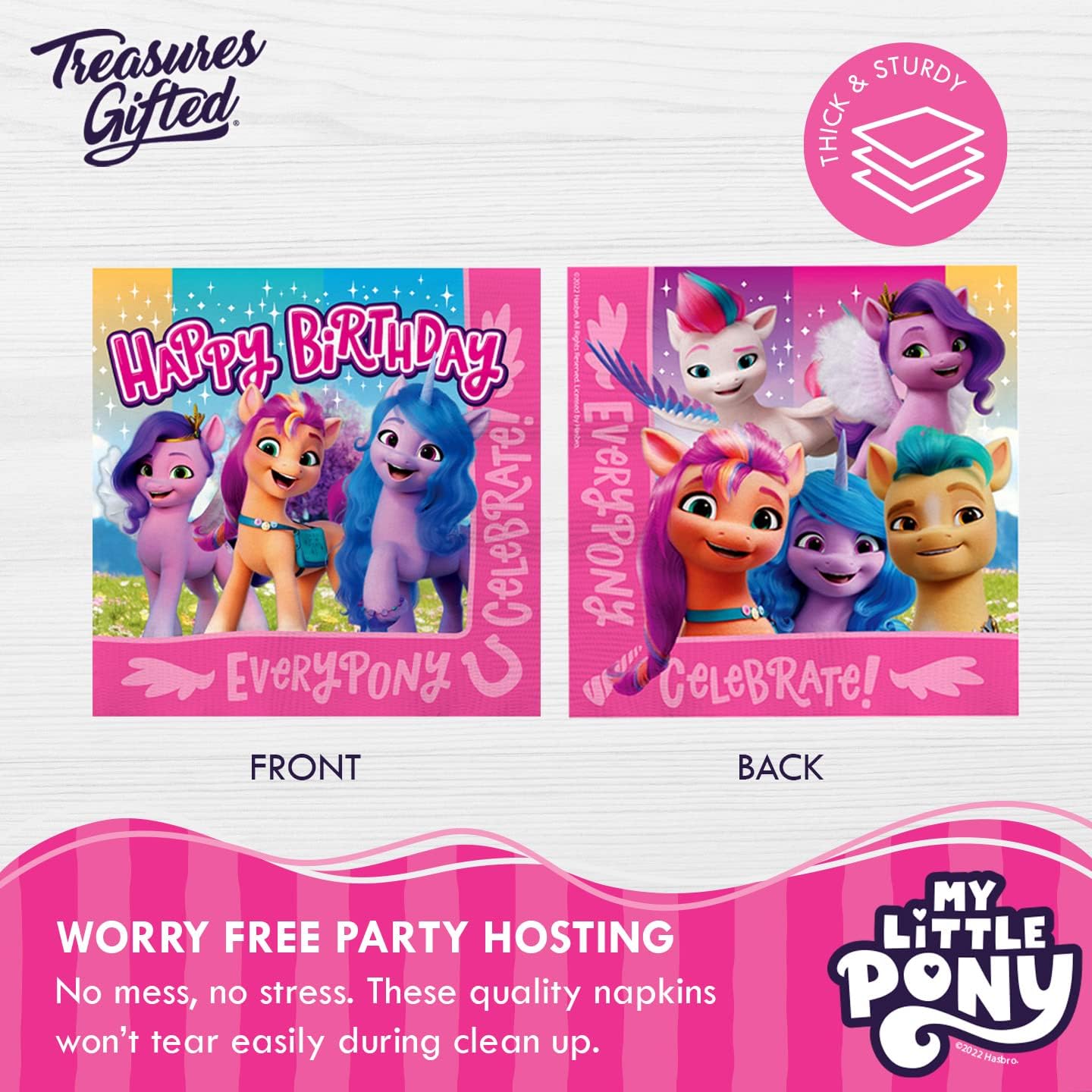 Treasures Gifted Officially Licensed My Little Pony Birthday Party Supplies - Serves 24 Guests - Dinnerware Starter Set - My Little Pony Plates & Napkins