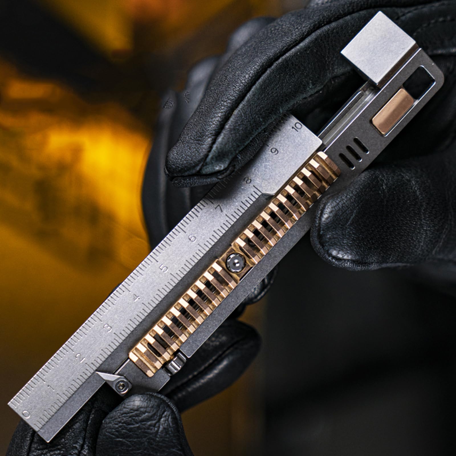 Titan-EDC-Lineal, Imperial 4+3" Kupferkern-Multitool Mit Magnetischer Ausrichtung, Verstellbarem Schraubenschlüssel Und Logarithmischer Skala, 11,5–18 cm Ausziehbar, Für Ingenieure