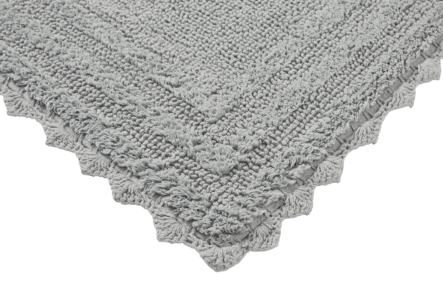 Better Trends Lilly Crochet Collection - Juego de 2 alfombras de baño 100% algodón (17 x 24 pulgadas | 17 x 24 pulgadas) en color gris