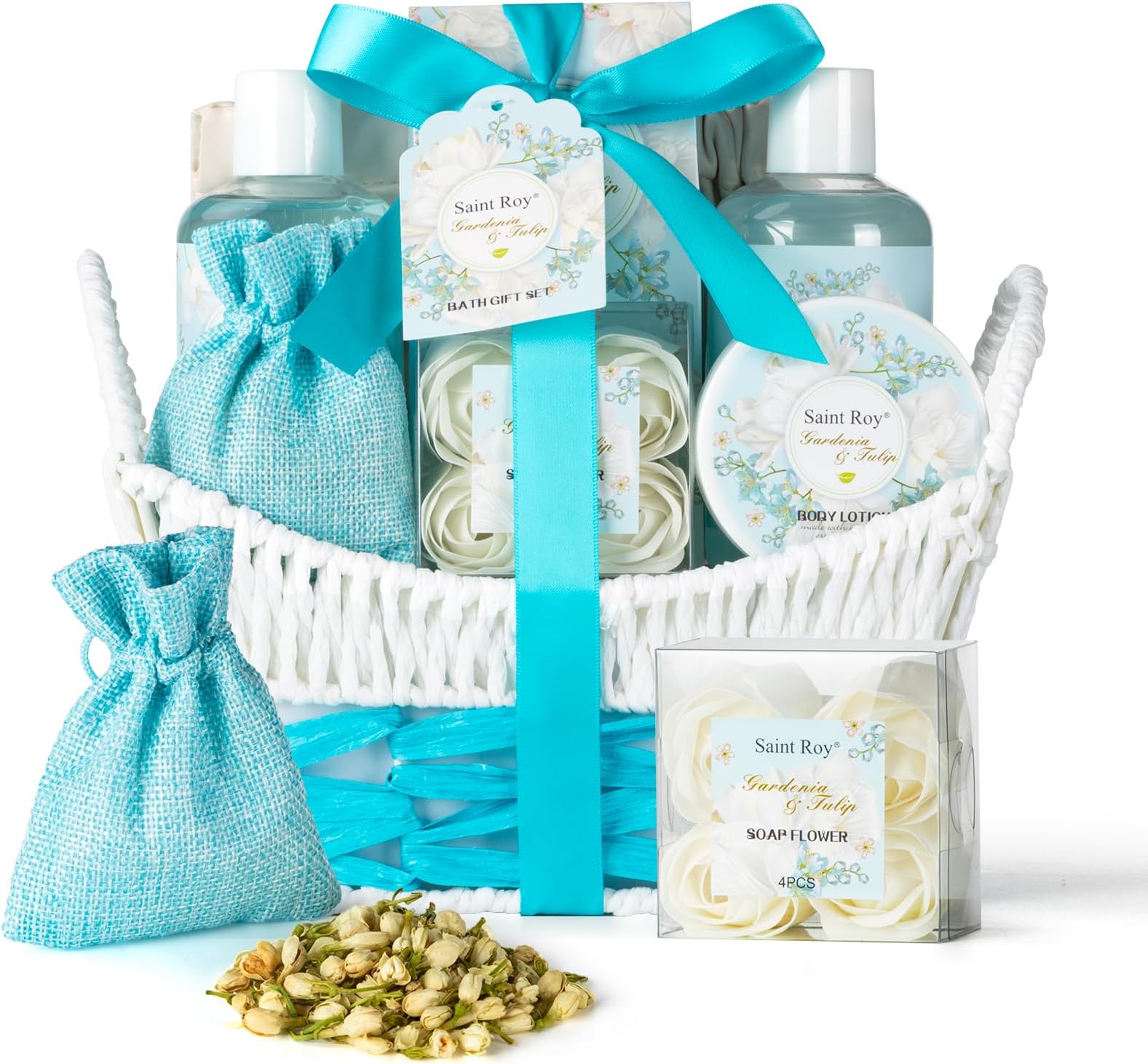 Mothers Day Gifts for Women, Bath & Body Gift Basket, Gardenia Tulip Gifts for Mom Spa Gift Set for Women, Self-Care Relaxation Gift, Home Spa Kit Mini Bag Wallet, Birthday, Christmas, Anniversary