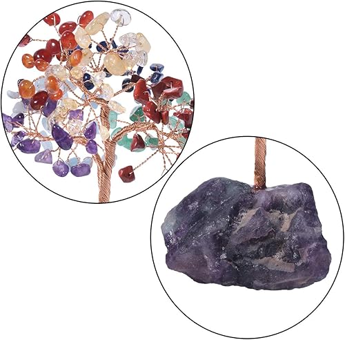 Miniatura 2 de Rockcloud Coloridas piedras rodadas cristales árbol de dinero adorno de escritorio para buena suerte y riqueza, base de fluorita