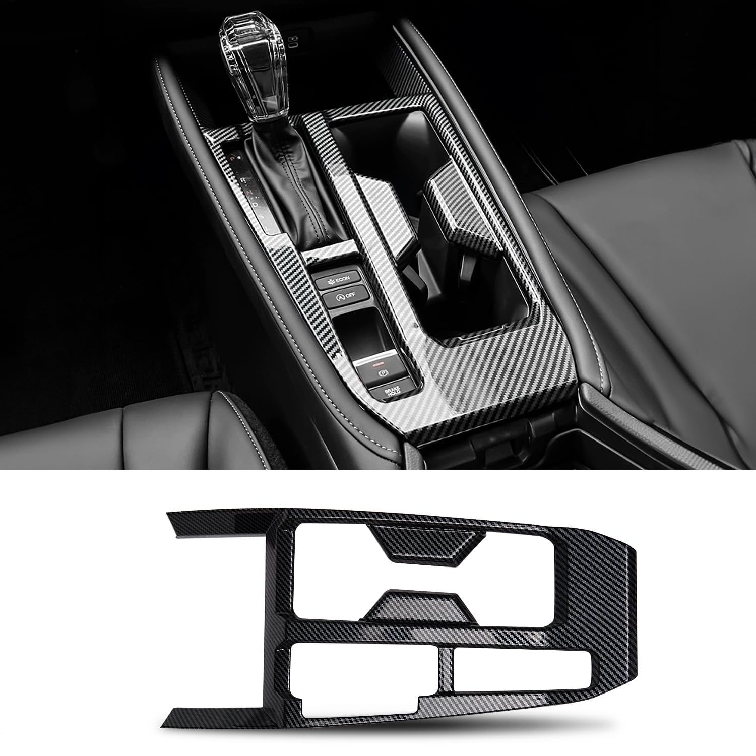 Center Console Cover Gear Shift Cup Holder Panel Fit for 11th Gen Honda Accord 2024 2023 LX EX Sport Touring Hybrid Interior Accessories Trim, made of ABS Plastic (Carbon Fiber Print)