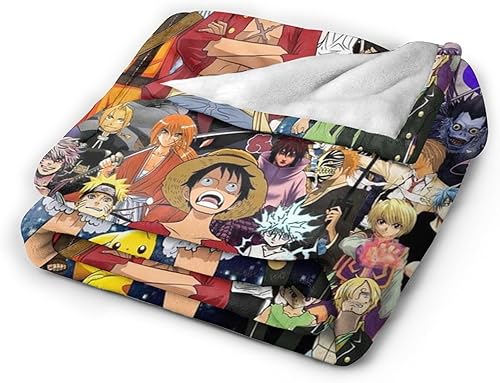 Miniatura 7 de Manta de franela de forro polar de dibujos animados de anime, para todas las estaciones, ligera para aire acondicionado, manta cálida para silla,
