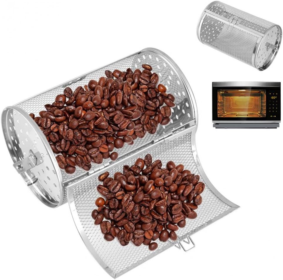 Automarketbiz Storage Basket Peanut Coffee Beans Oven Roaster Grilled Cage Kitchen Stainless Steel BBQ Grill Rotisserie Drum 22cm x 12cm